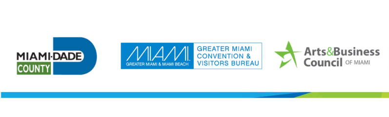 Miami-Dade County Logo,  Greater Mimi and Convention Visitors Bureau logo and Arts & Business Council of Miami logo 